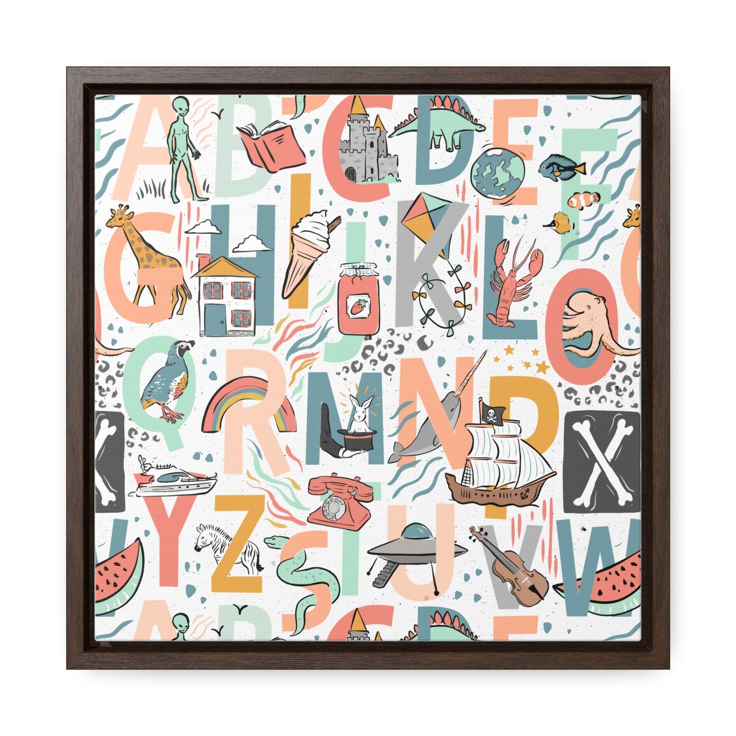 B is for Bamboo Gallery Canvas Wraps, Square Frame