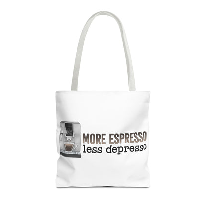 More Espresso, less Depresso Tote Bag | Stylish & Durable | Custom Designs | Perfect for Shopping or Travel