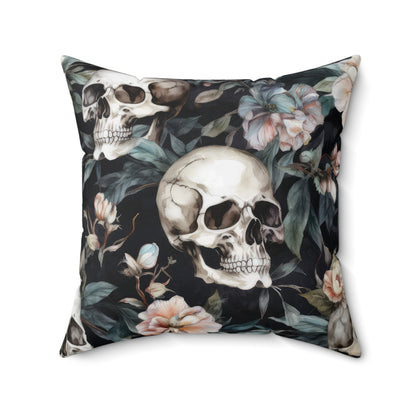 Skull and cross blooms Spun Polyester Square Pillow