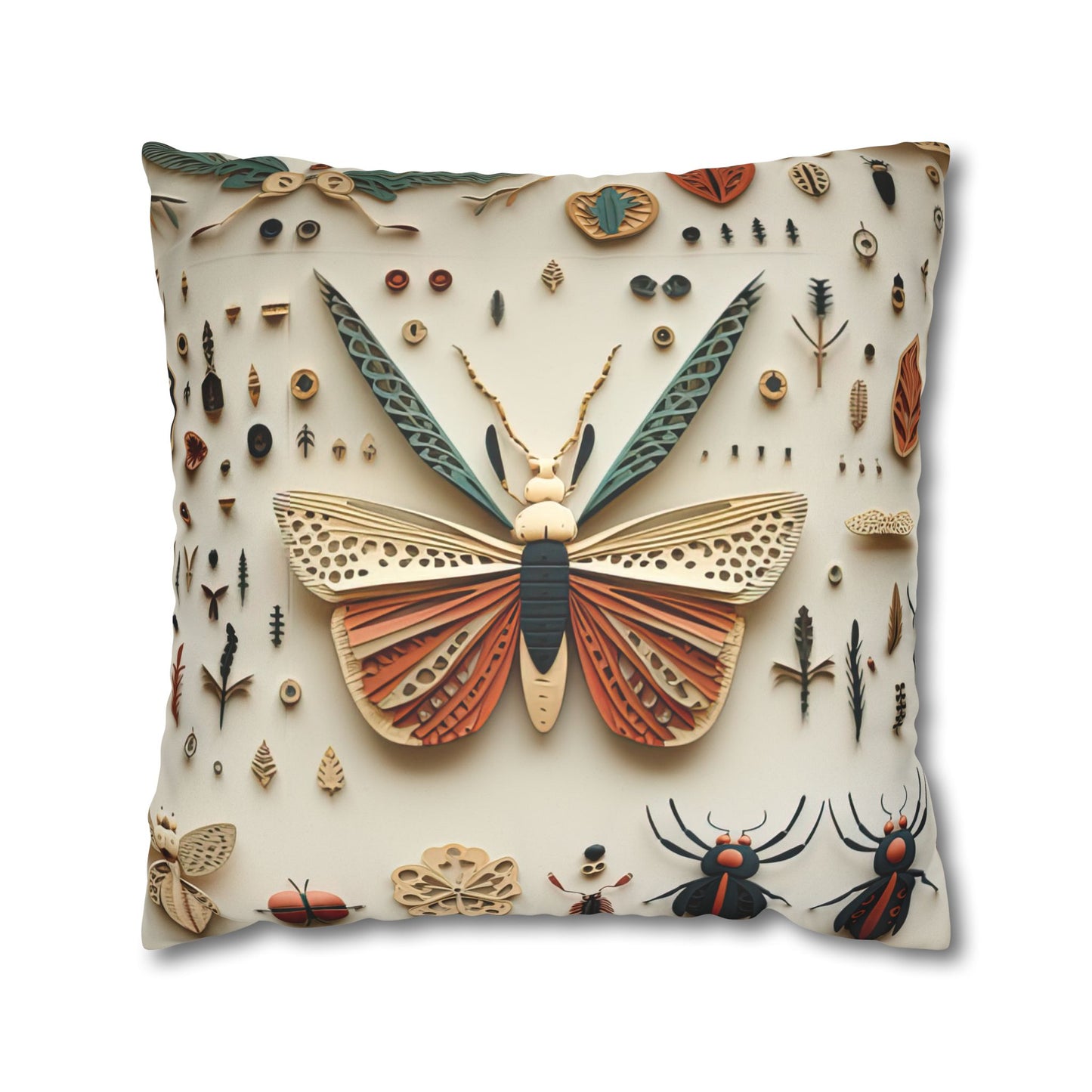 Bugs and Kisses Faux Suede Square Pillowcase