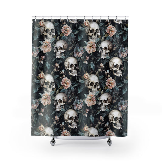 Skull and cross Blooms Shower Curtain