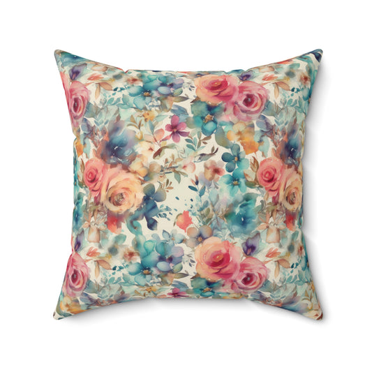 Seaside Blooms Spun Polyester Square Pillow