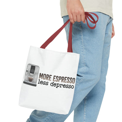 More Espresso, less Depresso Tote Bag | Stylish & Durable | Custom Designs | Perfect for Shopping or Travel