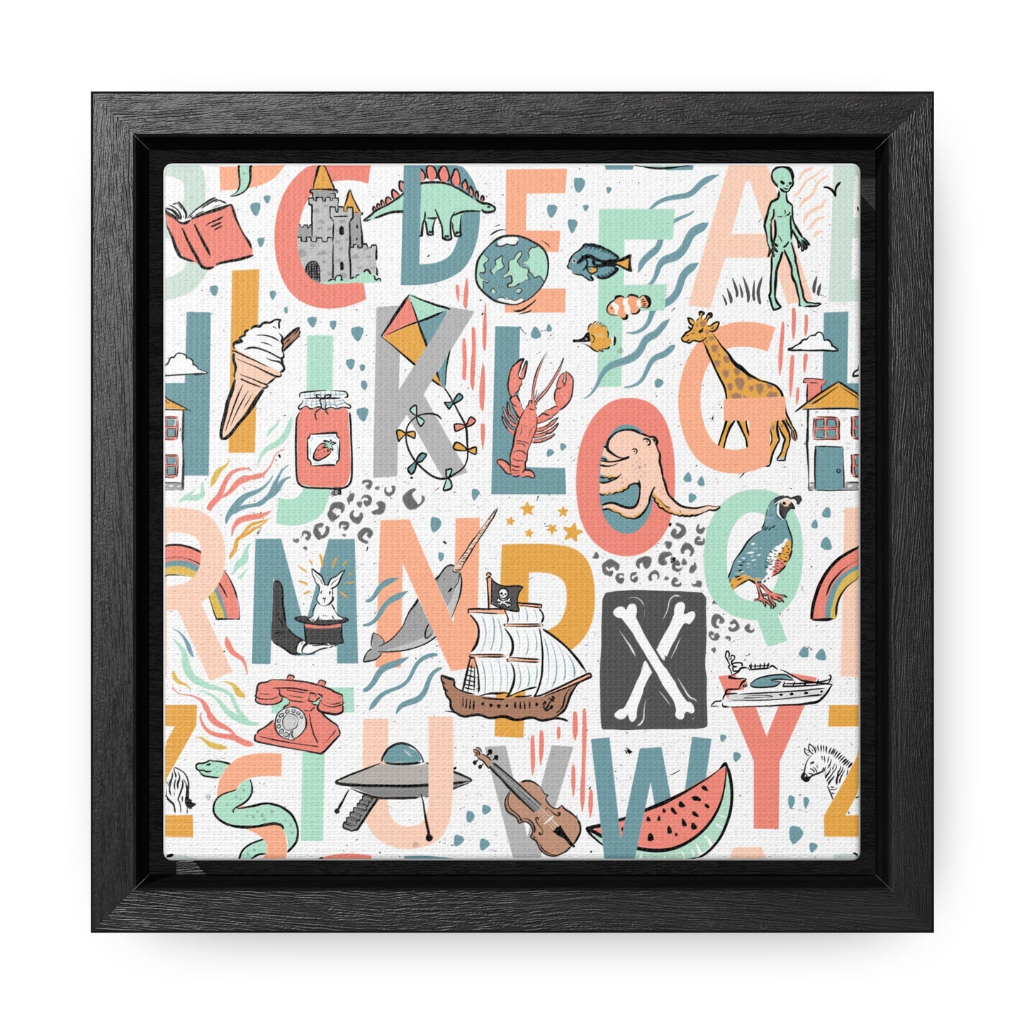 B is for Bamboo Gallery Canvas Wraps, Square Frame