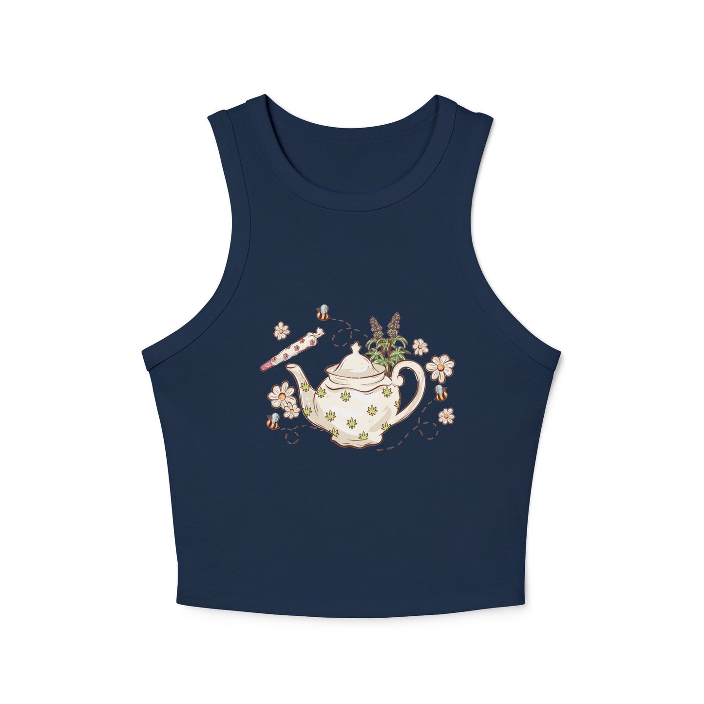 Tea POT Women's Micro Rib Racer Tank Top