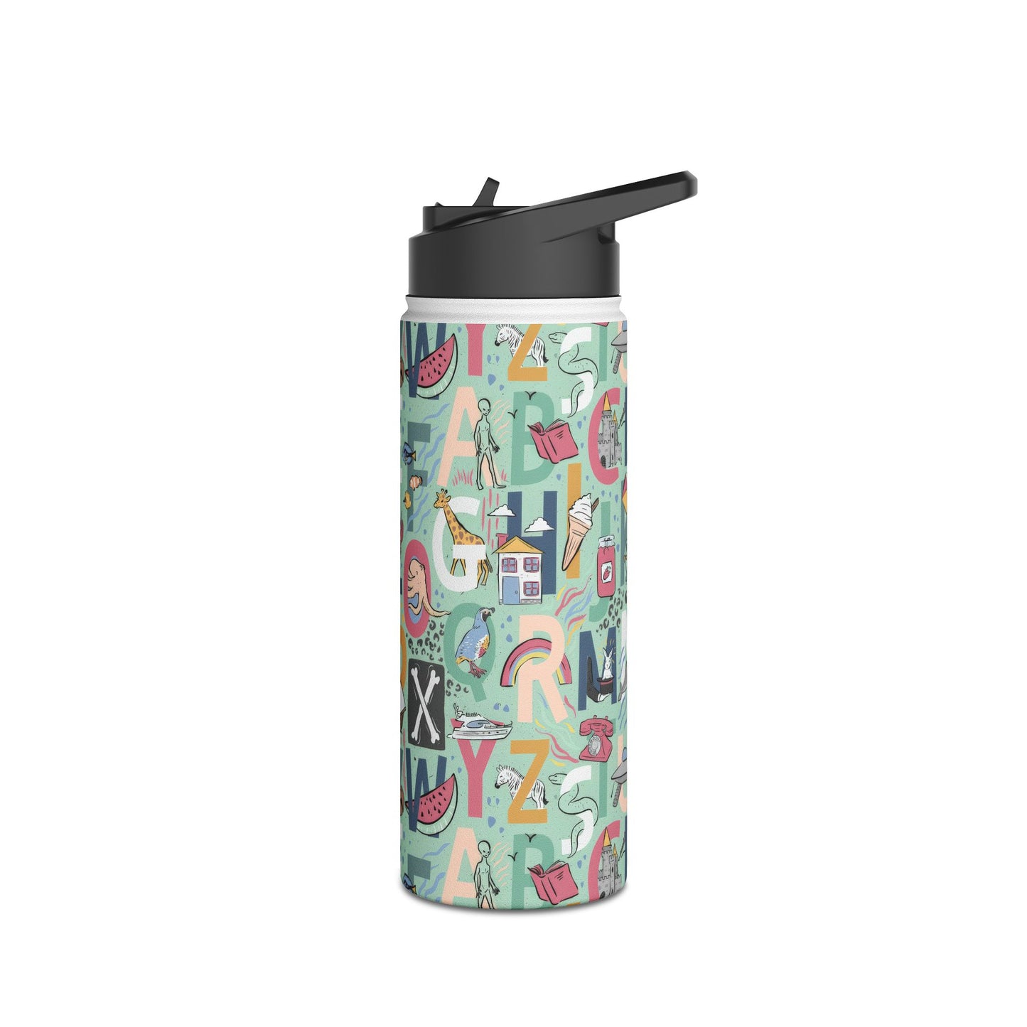 B is for Bamboo Stainless Steel Water Bottle, Standard Lid