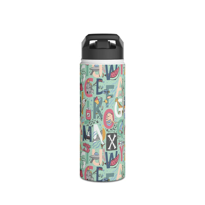 B is for Bamboo Stainless Steel Water Bottle, Standard Lid