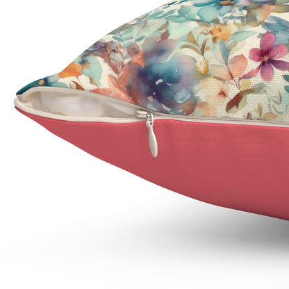 Seaside Blooms Spun Polyester Square Pillow