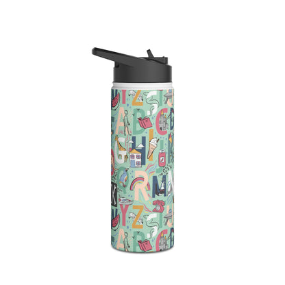 B is for Bamboo Stainless Steel Water Bottle, Standard Lid