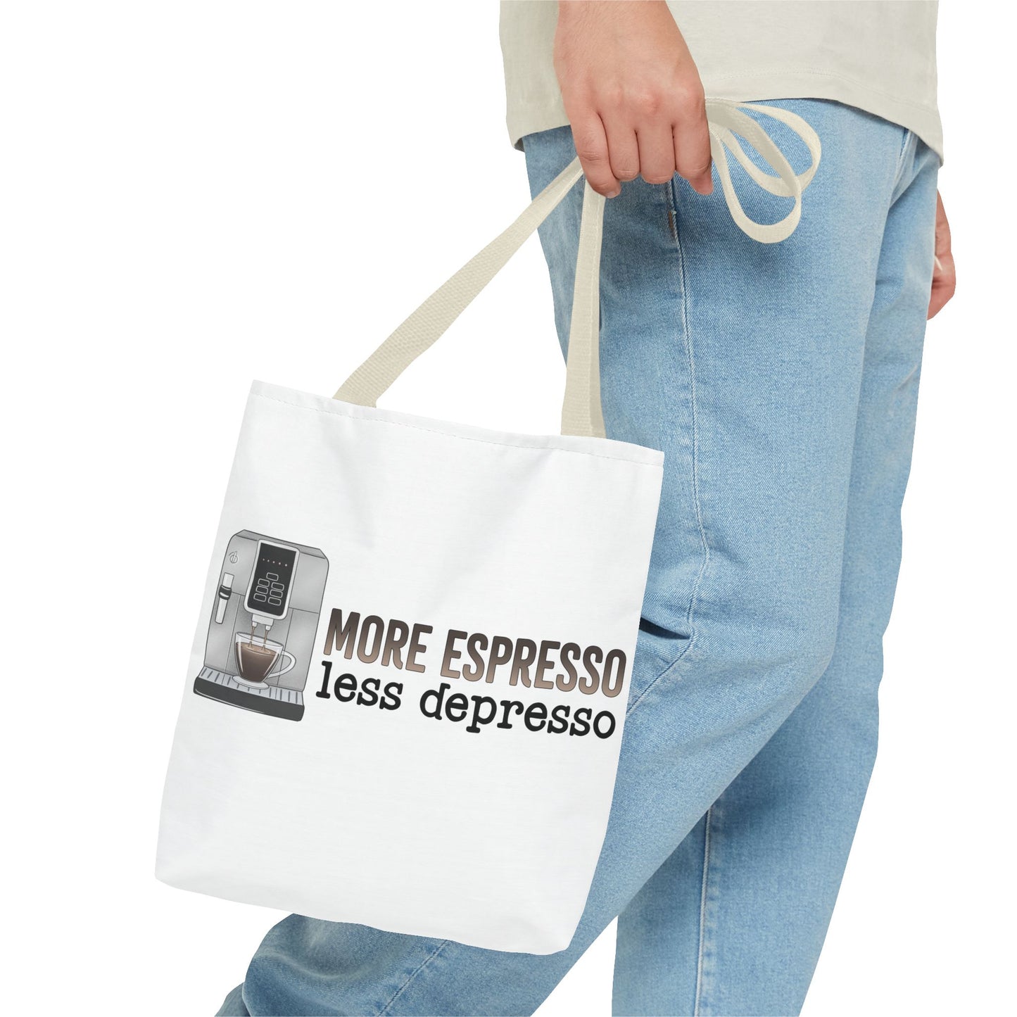 More Espresso, less Depresso Tote Bag | Stylish & Durable | Custom Designs | Perfect for Shopping or Travel