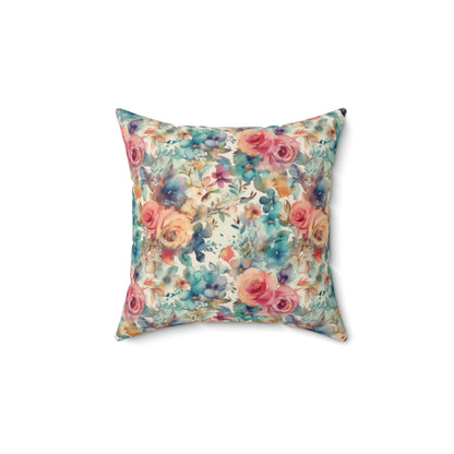 Seaside Blooms Spun Polyester Square Pillow