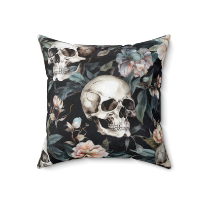 Skull and cross blooms Spun Polyester Square Pillow