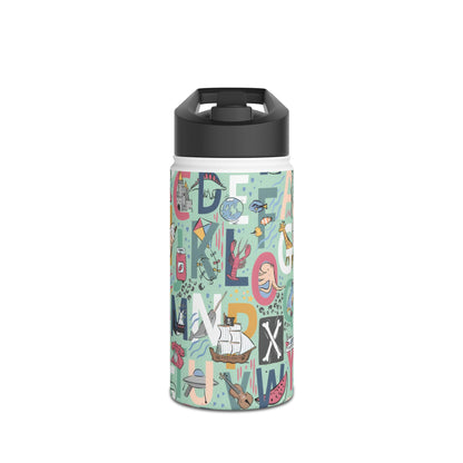 B is for Bamboo Stainless Steel Water Bottle, Standard Lid