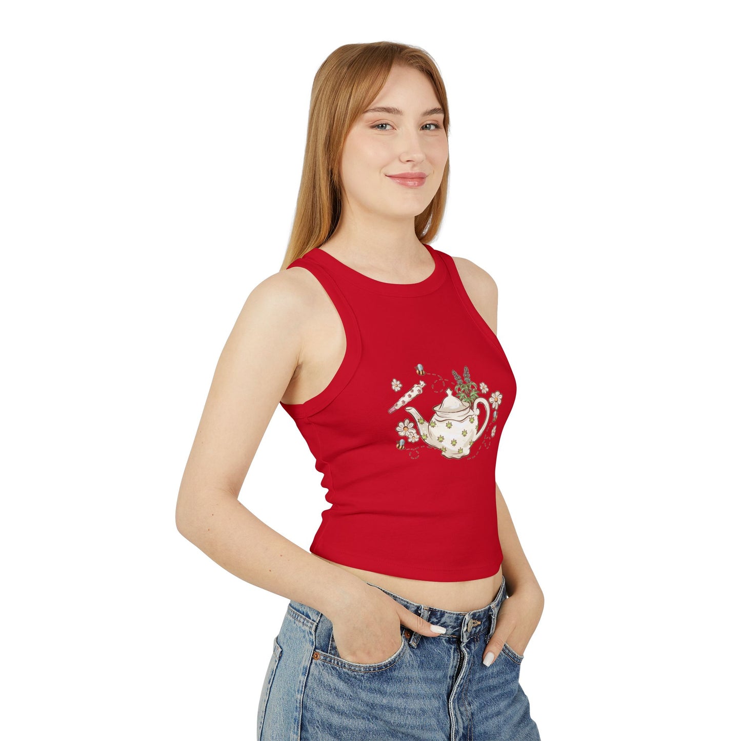 Tea POT Women's Micro Rib Racer Tank Top