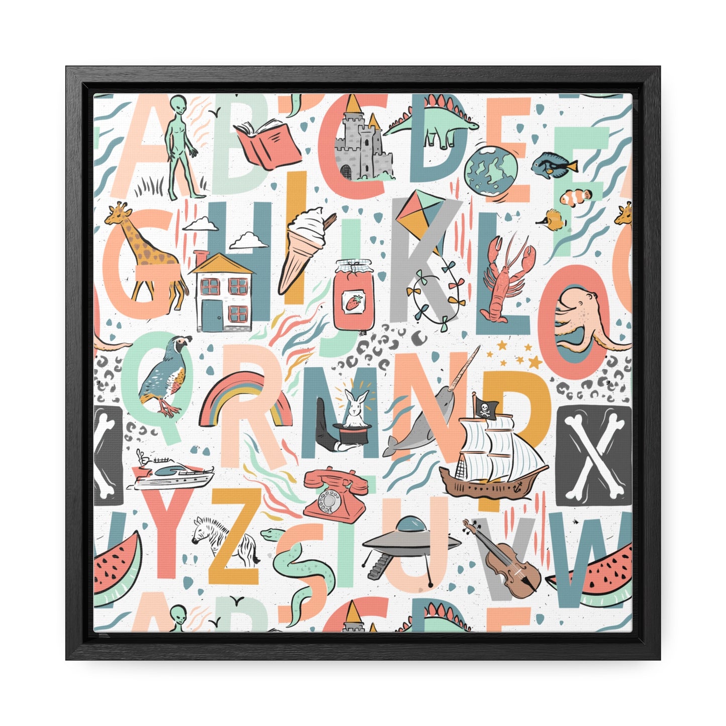 B is for Bamboo Gallery Canvas Wraps, Square Frame