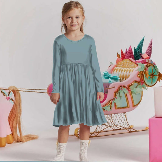 Basic Bamboo Long sleeve twirl dress - Celadon, Take Me Away! BOGO 30 WrenIvyCo