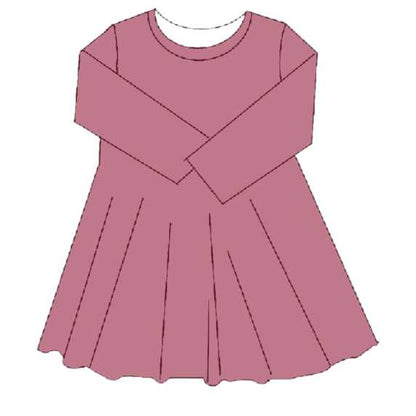 Basic Bamboo Long sleeve twirl dress - On Wednesdays We Wear Pink - Pre-Order BOGO Bamboo tutu dress 24 WrenIvyCo