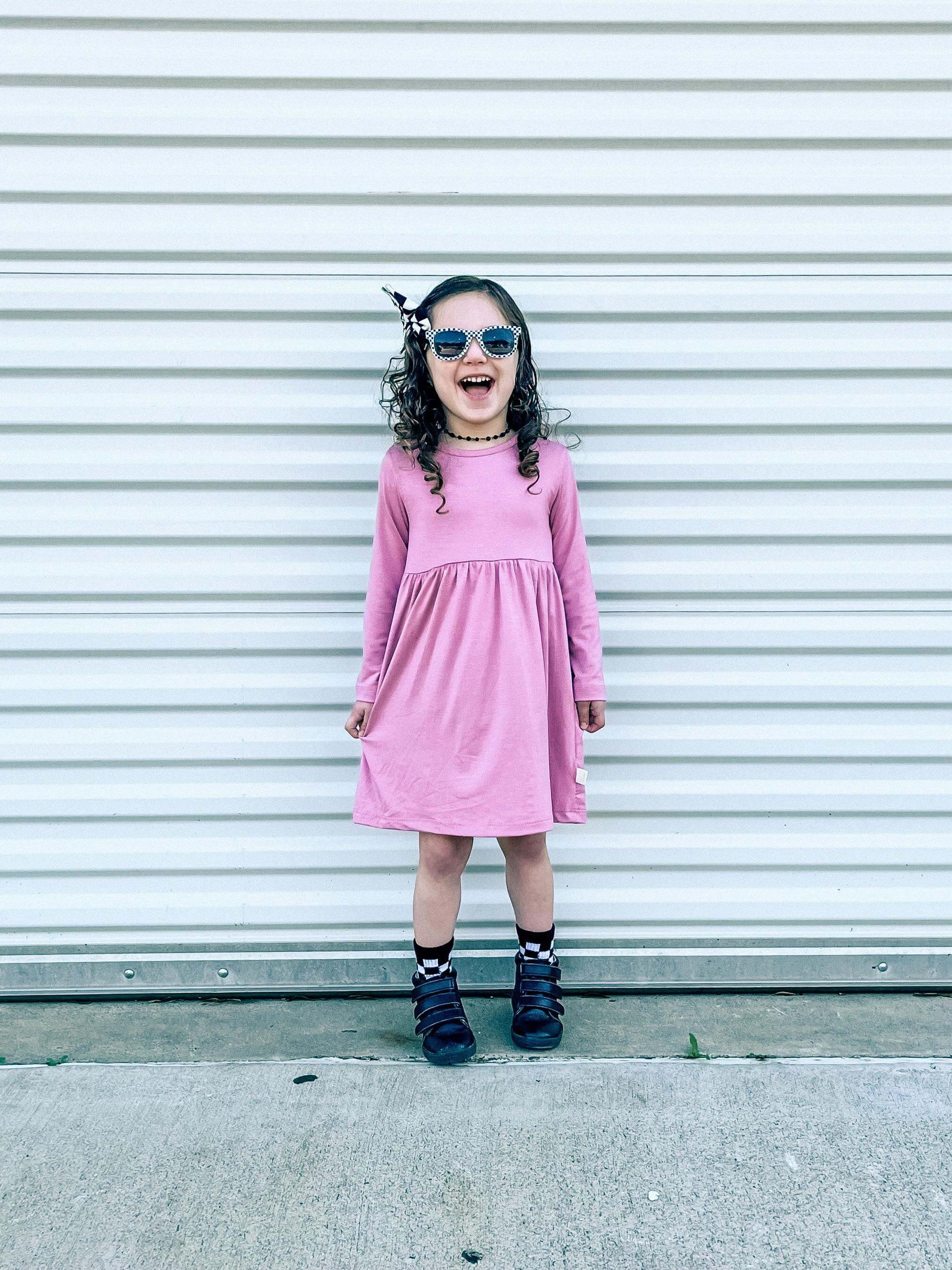 Basic Bamboo Long sleeve twirl dress - On Wednesdays We Wear Pink - Pre-Order BOGO Bamboo tutu dress 24 WrenIvyCo