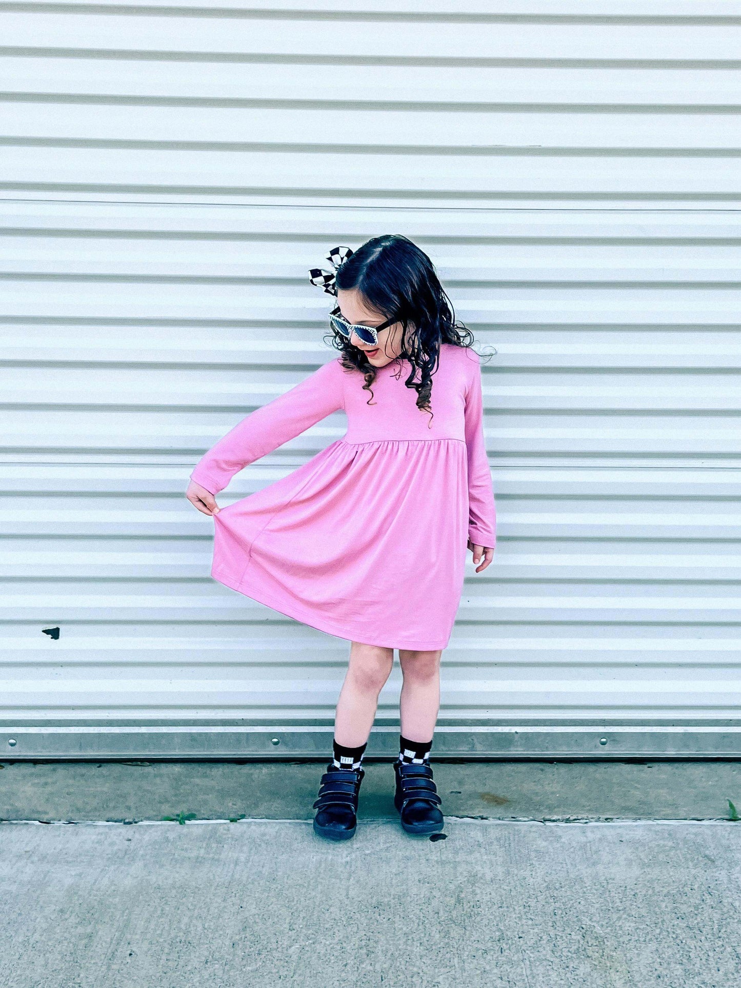 Basic Bamboo Long sleeve twirl dress - On Wednesdays We Wear Pink - Pre-Order BOGO Bamboo tutu dress 24 WrenIvyCo