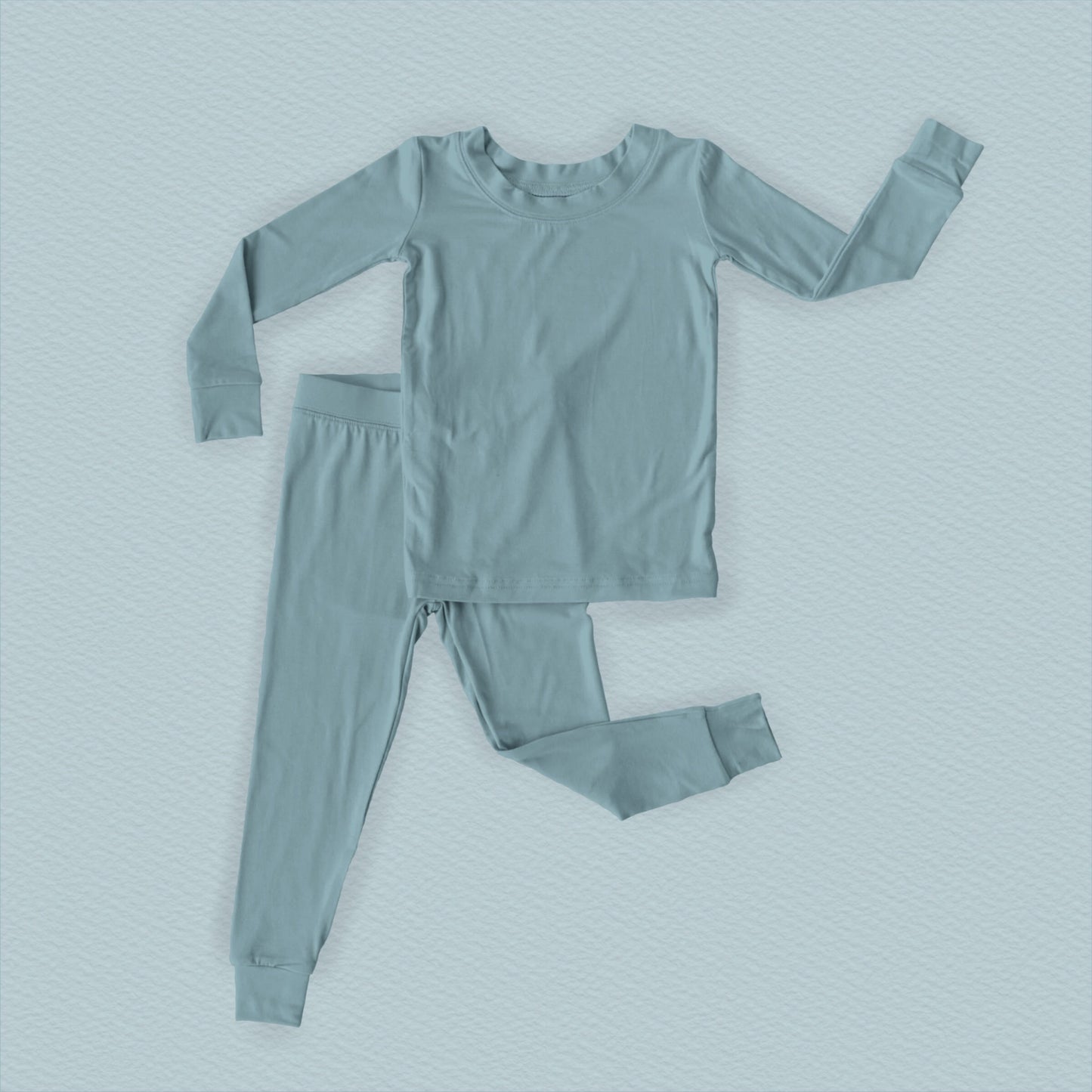 Basic Bamboo 2pc Set Pajamas - Sad Beige Baby Blue
