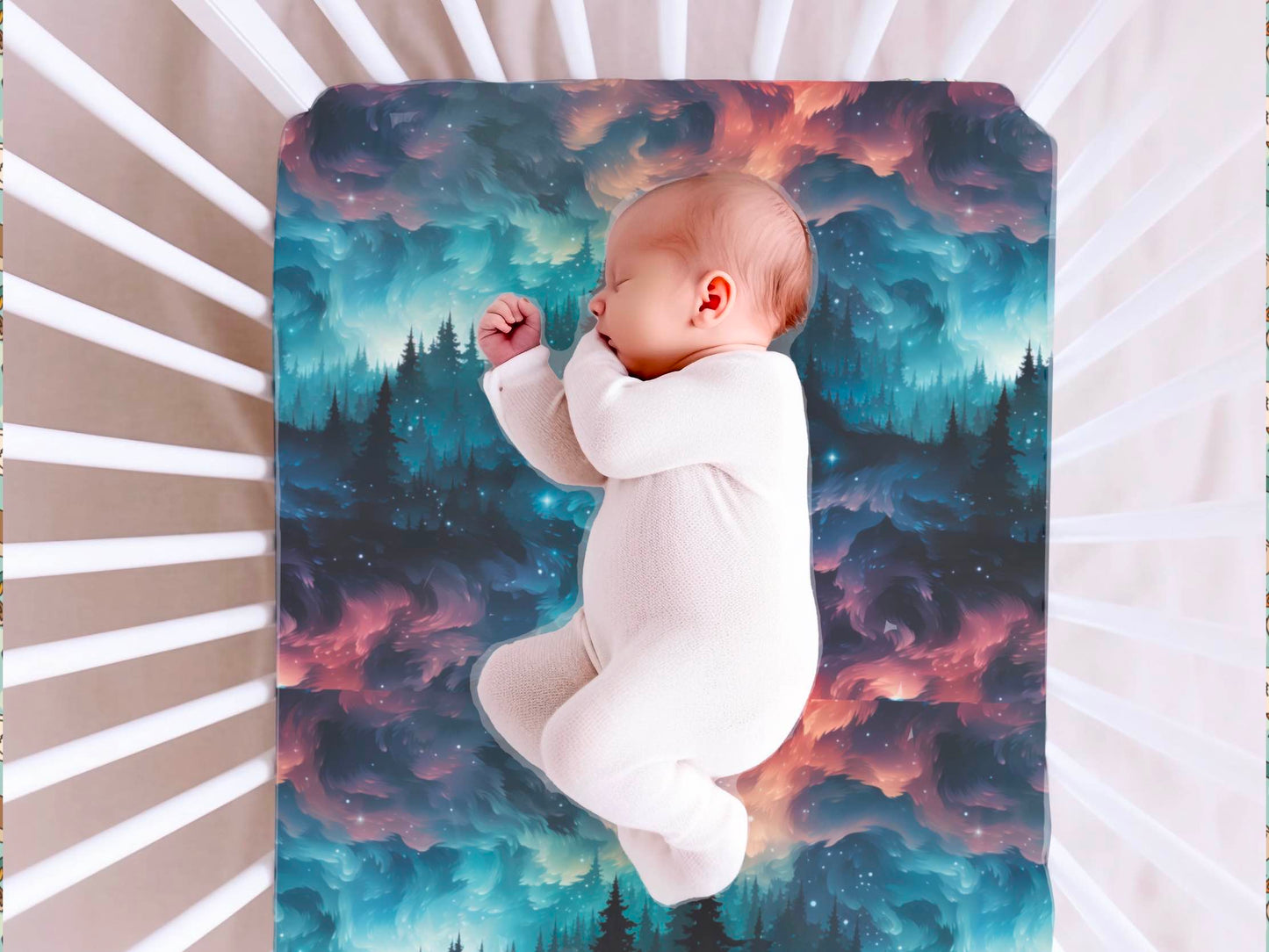 Bedtime Borealis Fitted Bamboo Crib Sheet - Pre order due in November