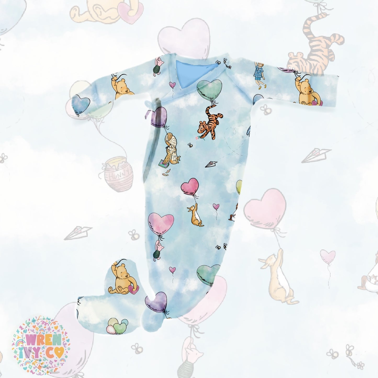 On Cloud Nine Infant knotted gown - PRE-ORDER