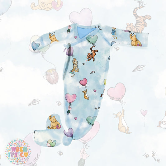 On Cloud Nine Infant knotted gown - PRE-ORDER