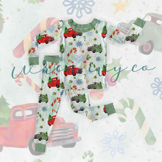 Kayla's Trucks Bamboo Baby two piece Pajamas-Pre Order due November