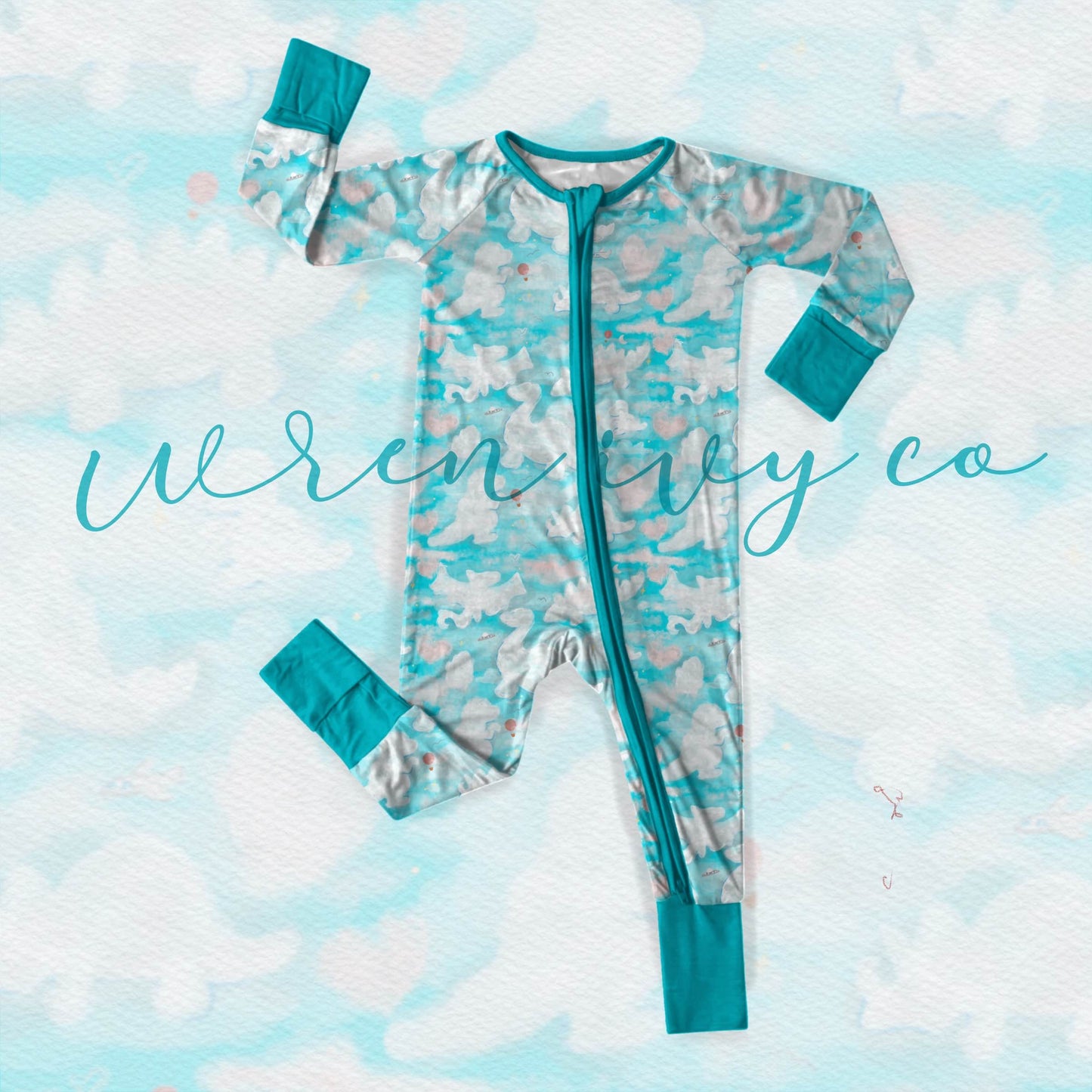 Lettie's Dinos Bamboo Zippie Pajamas Pre-sale due end of December