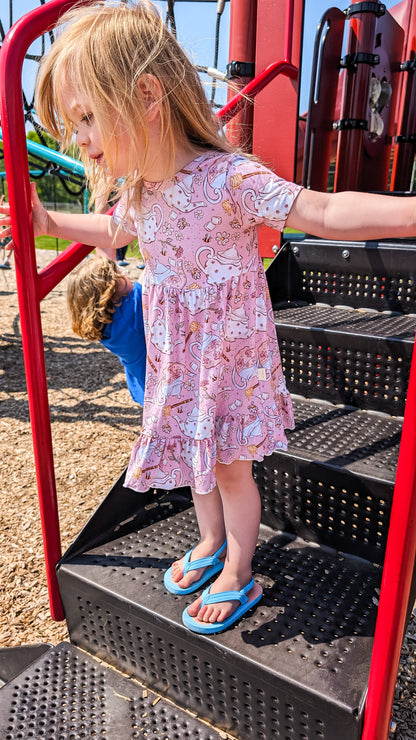 Short Sleeve Bamboo Twirl Dress - What's the Tea?